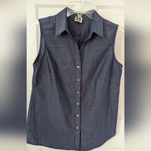 Anne Klein Sleeveless Blouse Chambray Women's Medium